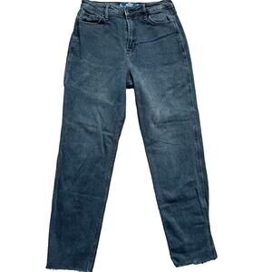 Hollister Women Size 3 Raw Hem Washed Black Stretch Ultra High-Rise Mom Jeans